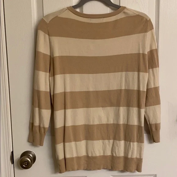 The Limited Tan and Cream Striped Cotton-Blend Cardigan Sweater Size Large - Picture 2 of 10
